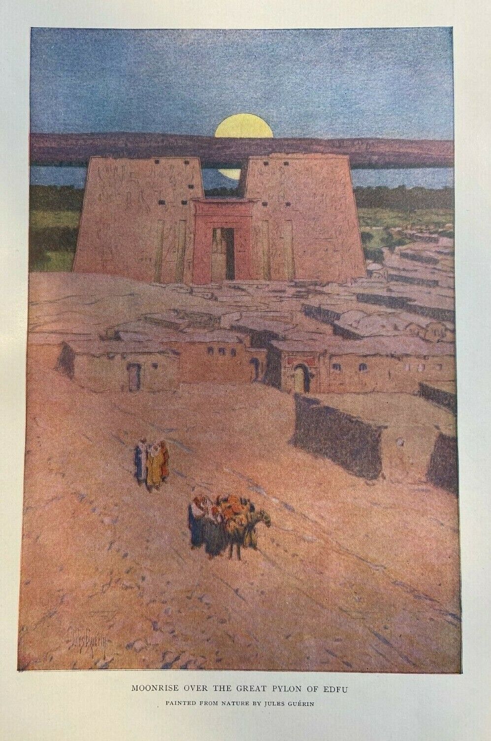 1908 Egypt Great Pylon of  Edfu  Temple of Kom Ombos  illustrated