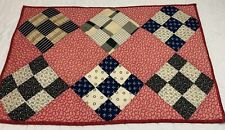 Vintage Antique Patchwork Quilt Table Topper Or Doll Crib Quilt, Nine Patch picture