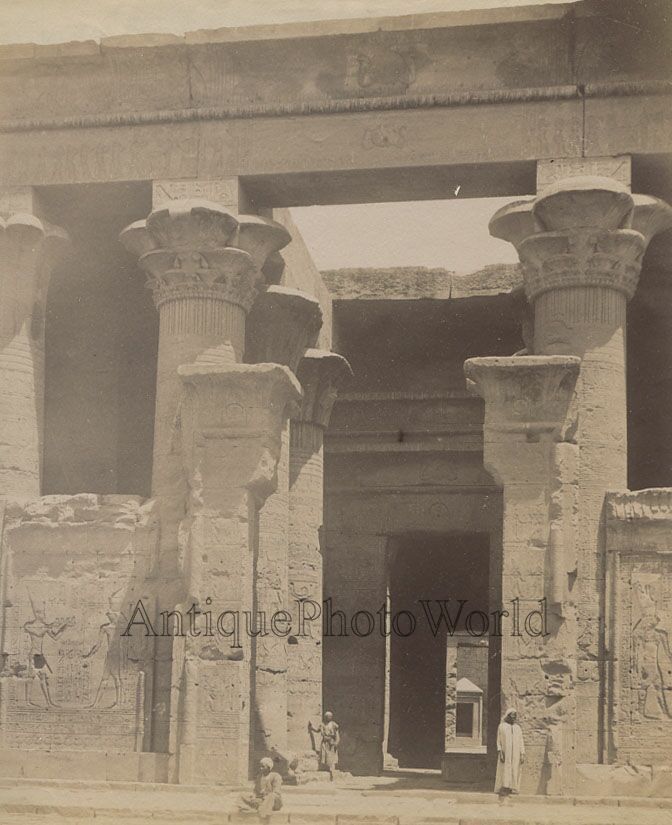 Egypt Edfu temple Pronaos ruins antique albumen photo
