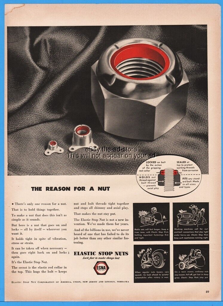 1943 Elastic Stop Nut Corporation Union New Jersey ESNA Lincoln Nebraska Ad