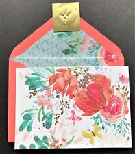 Papyrus Butterfly Pink Flowers Note Card Blank Gold Foil Seal Gorgeous Spring picture