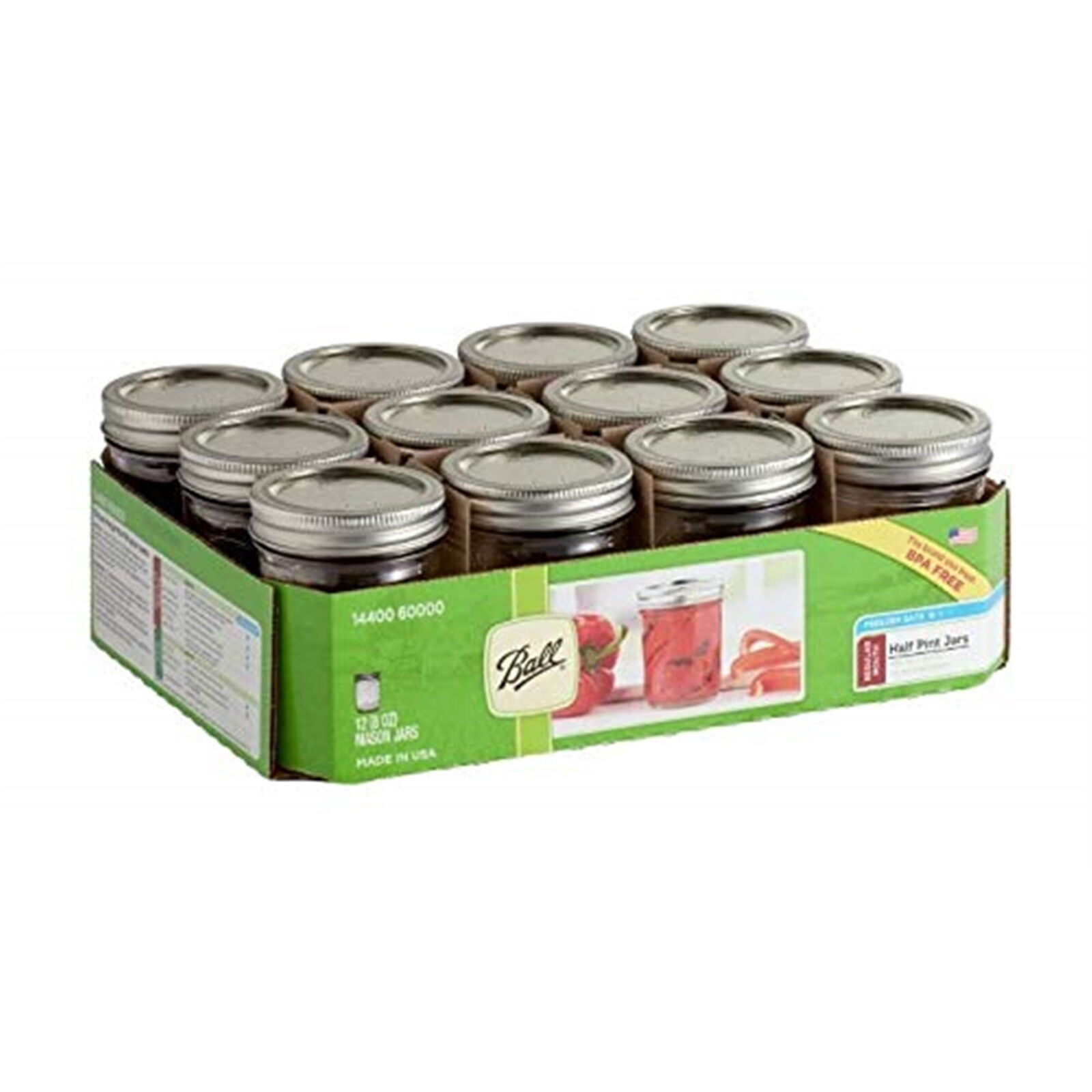 Mason Canning Jars With Lids & Bands, Regular Mouth, 8 oz, 12 Pack