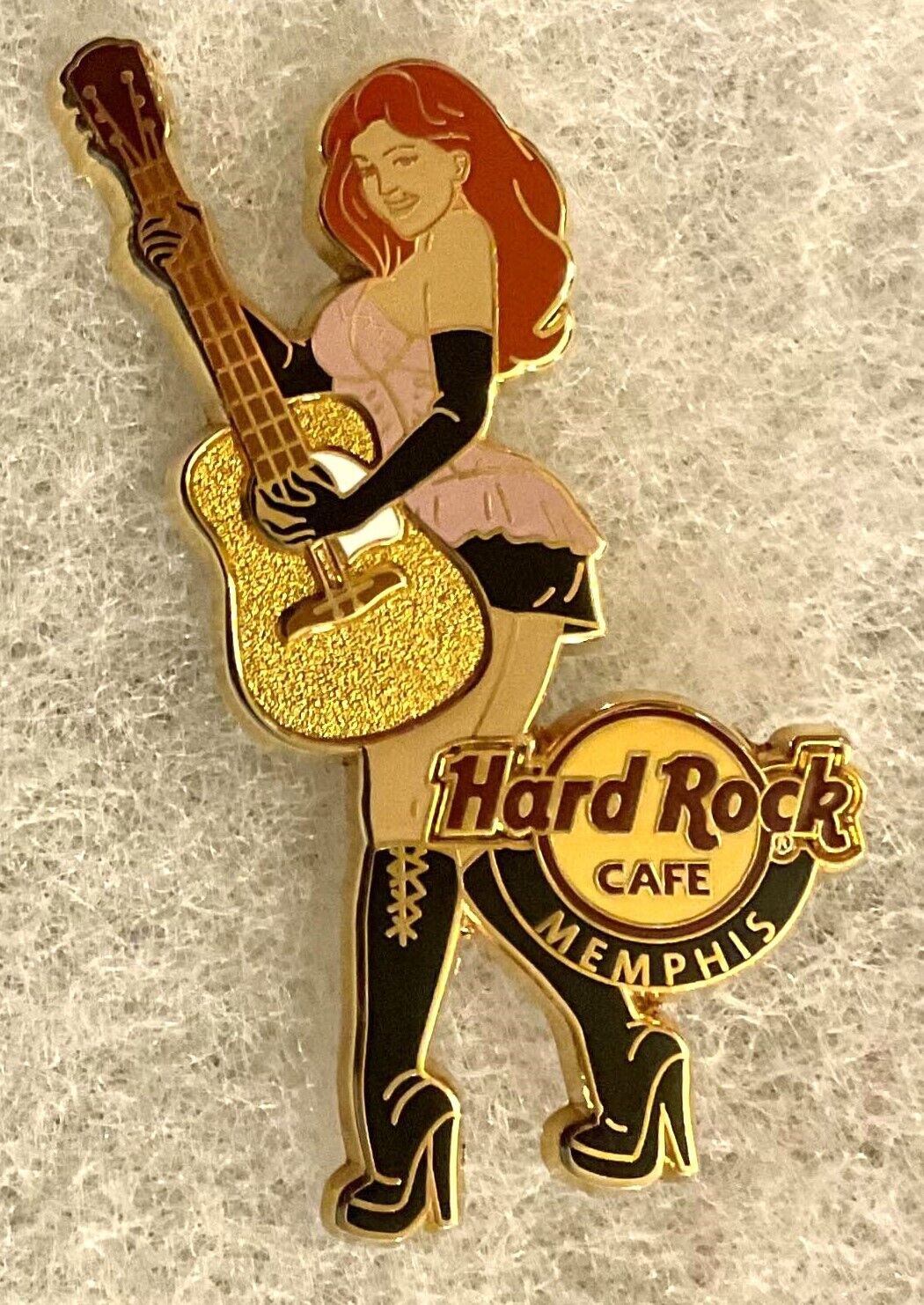 HARD ROCK CAFE MEMPHIS SEXY REDHEAD GIRL ROCK ALL NIGHT SERIES PIN # 47776