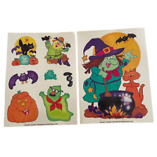 Vintage Current Halloween Window Clings 1990 Witch Cats Bats picture