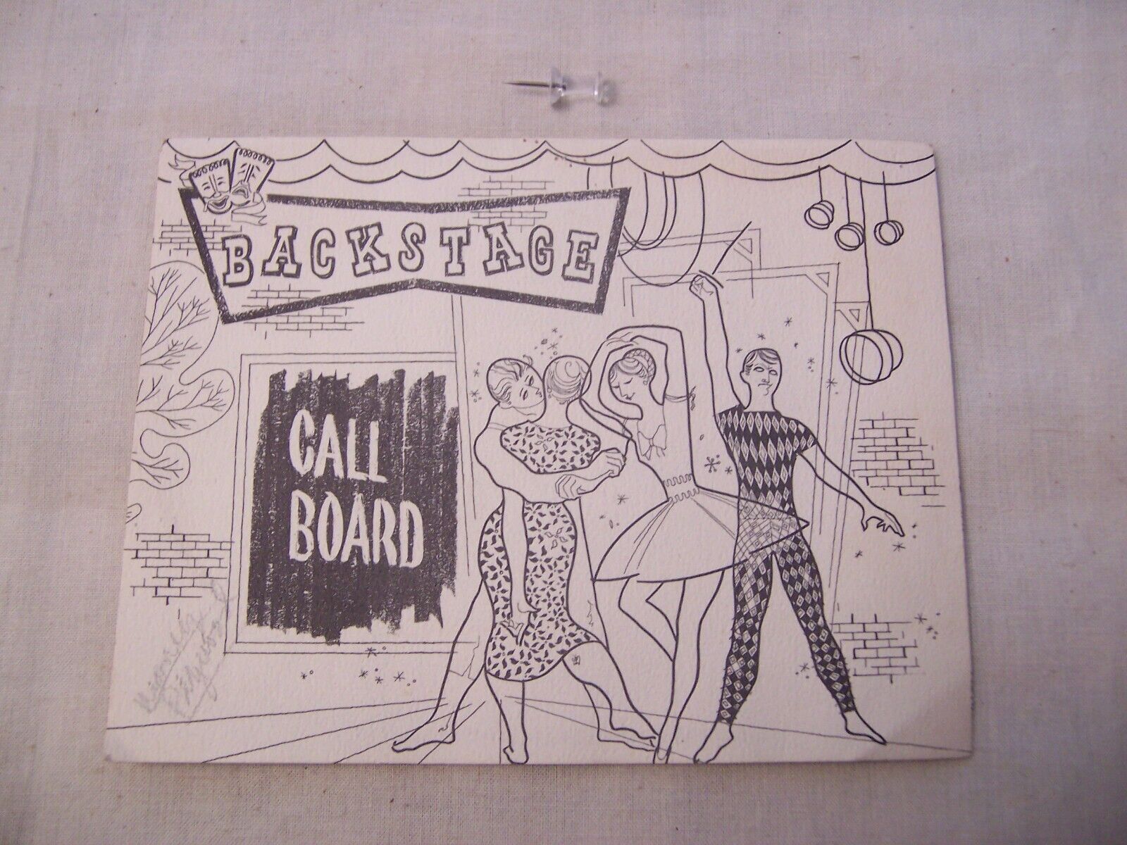 Vintage Menu - Backstage Call Board - Kansas? ~ 5\