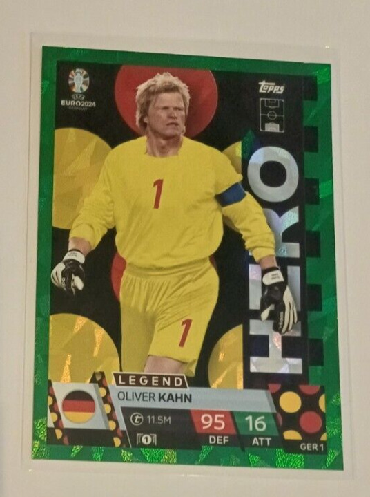 PARALLEL EMERALD HERO Oliver KAHN Germany TOPPS MATCH ATTAX EURO 2024 Card
