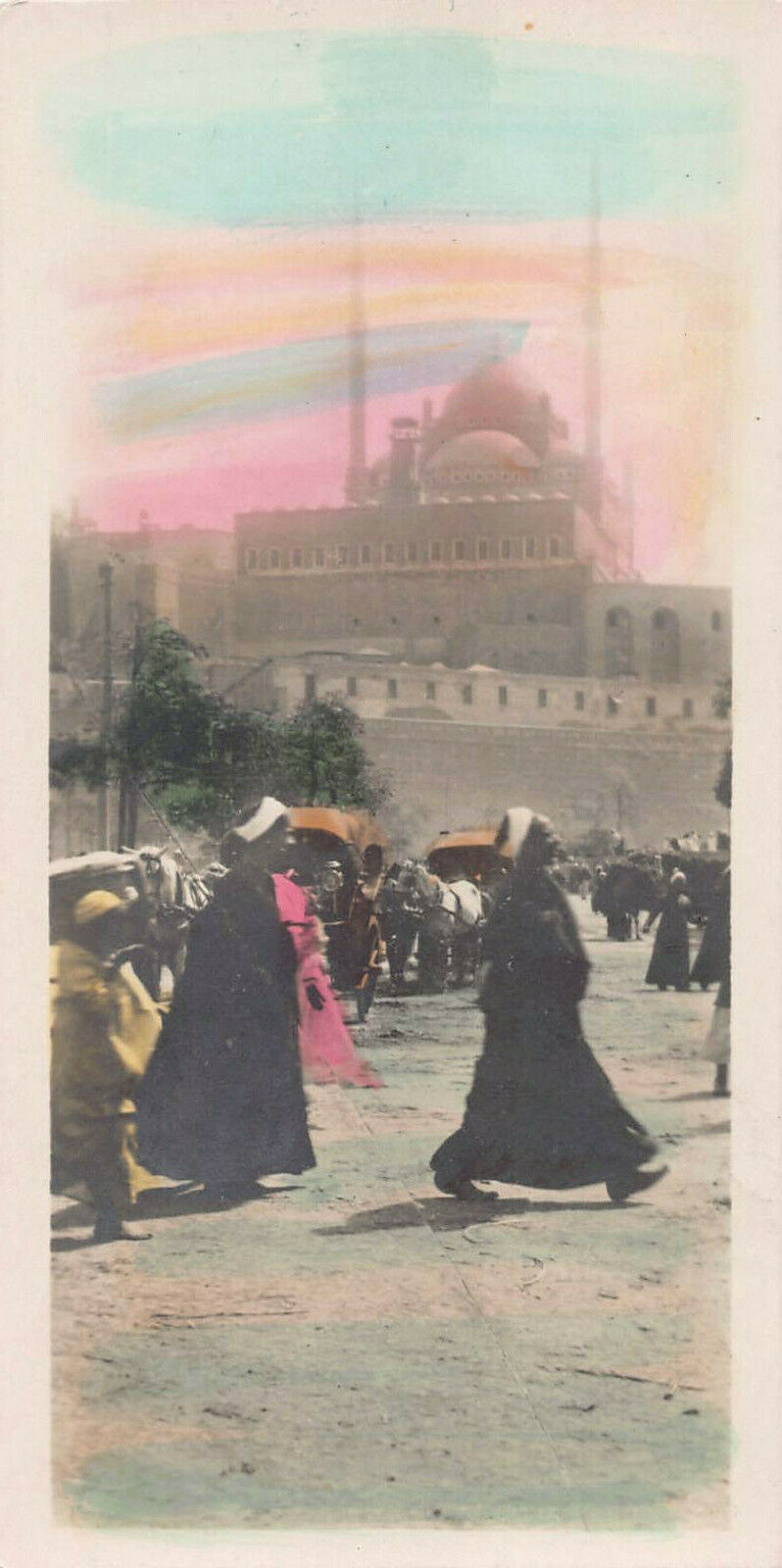 Cairo, View of the Citadel, Early Hand Colored, Real Photo Postcard, Unused 