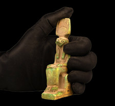 Ancient Egyptian Thoth Statue Seated God Green Patina Stone Collector Art Figure picture