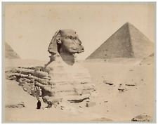 Egypt, Pyramid Cheops and the Sphinx, Photo. Art. Vintage Lékégian print, T picture