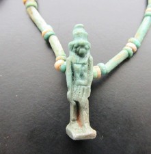 NILE Ancient Egyptian Horus Amulet Mummy Bead Necklace ca 600 BC picture