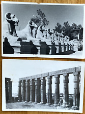 ANCIENT EGYPT   (2) Vintage  Postcards -   Luxor  Columns - Karnak Ave  Sphinxes picture