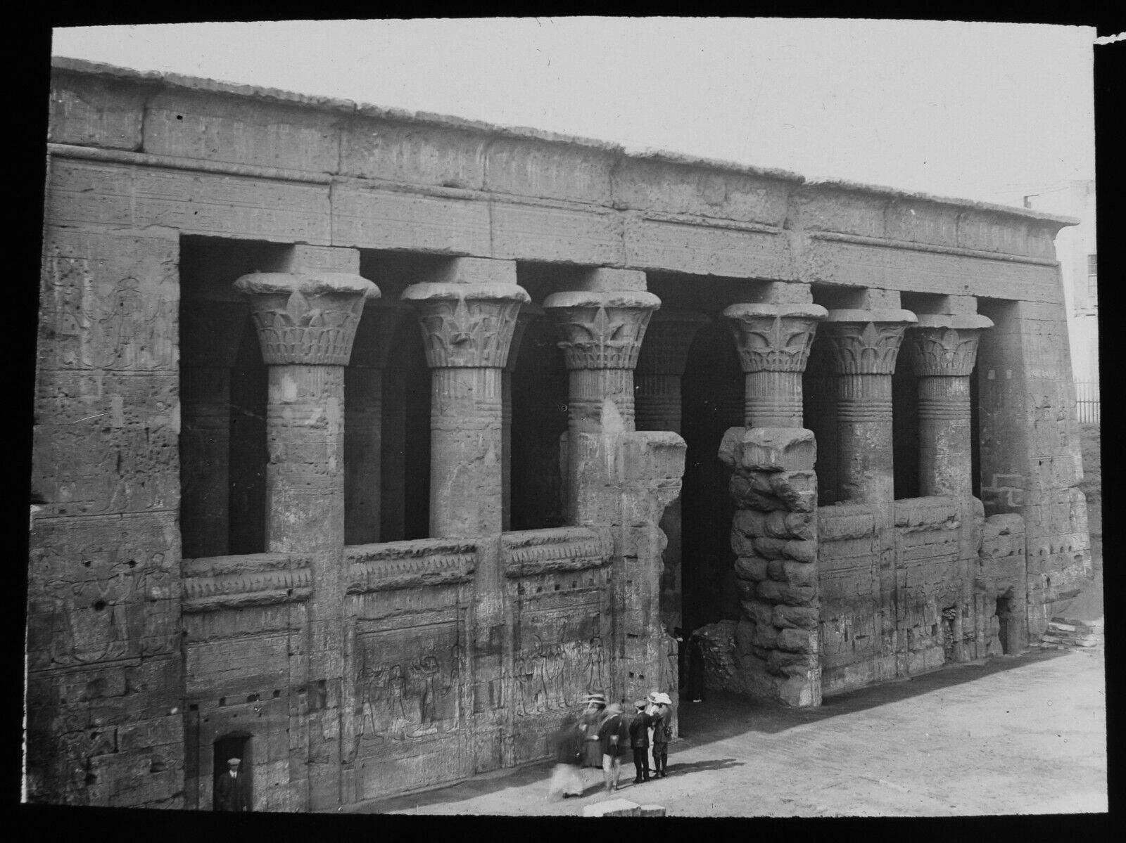 ANTIQUE Magic Lantern Slide TEMPLE OF KHNUM ESNA C1910 PHOTO EGYPT 