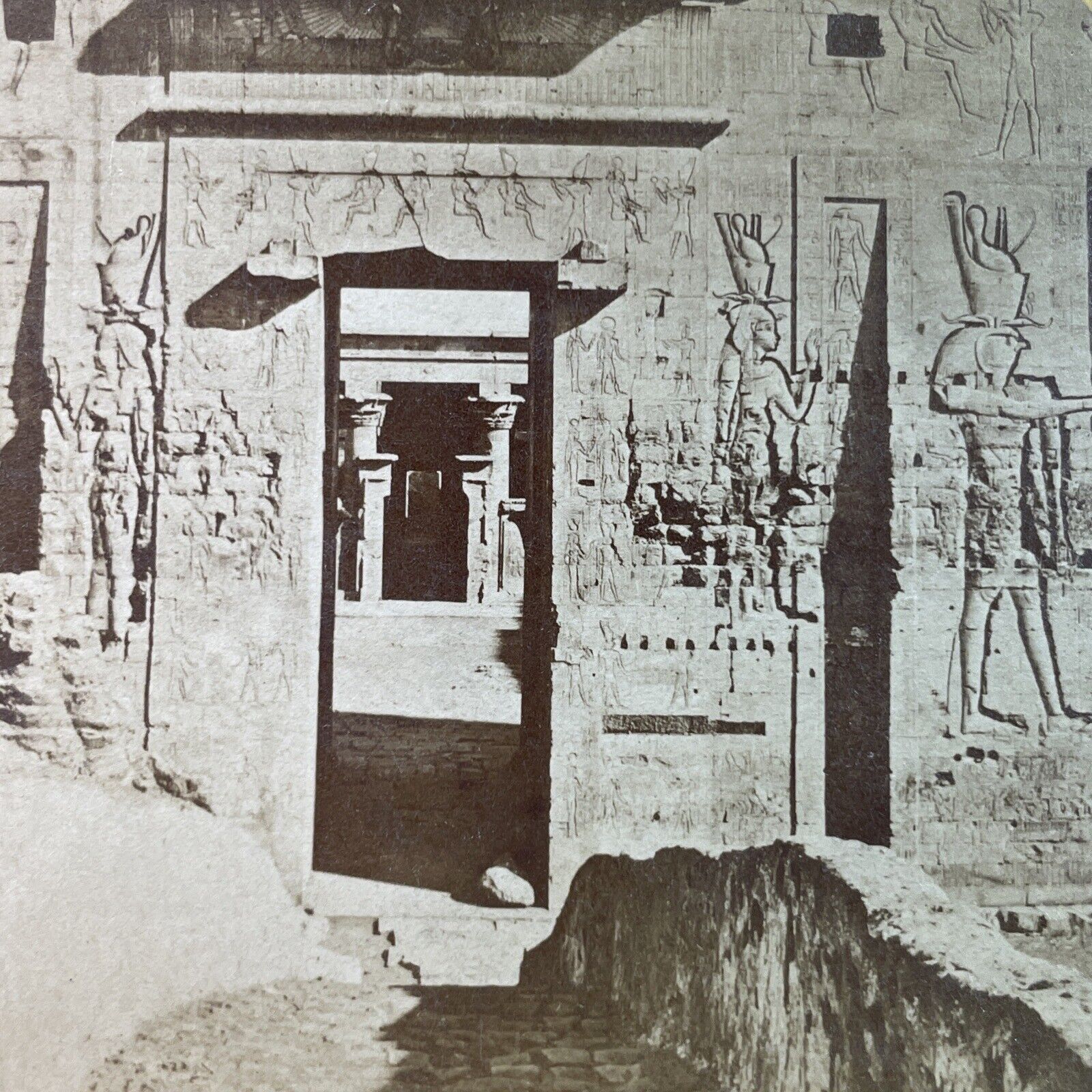 Antique 1870s Temple Of Edfu Upper Nile Egypt Stereoview Photo Card P3309