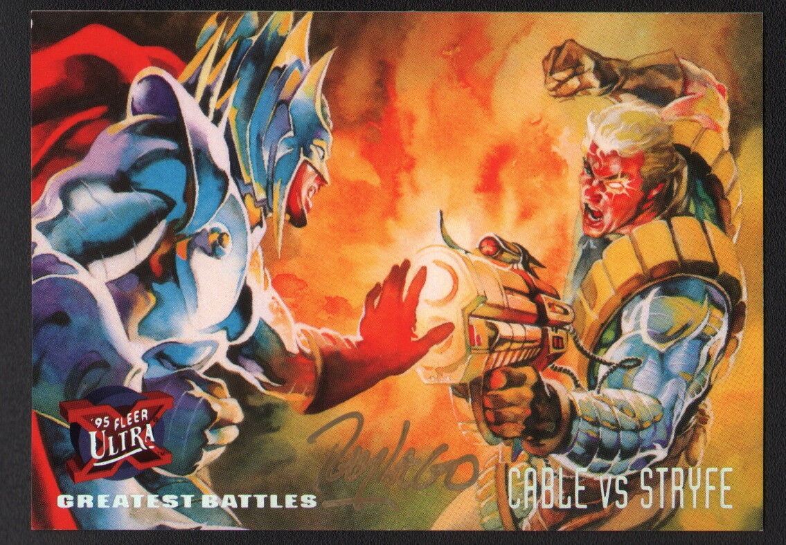 Ray Lago SIGNED X-Men Art Trading Card ~ Cable Vs Stryfe 1995 Fleer Ultra