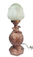 Antique Table Lamp Will Rogers Wiley Post Aviation Commemorative Globe Airplane picture