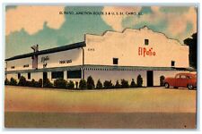 c1940's El Patio Restaurant Building Classic Cars View Cairo Illinois Postcard picture