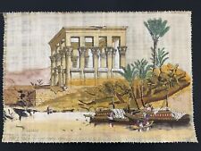 Rare Hand Painted Ancient Egyptian Papyrus-Philae Temple, southern Egypt-24x16” picture