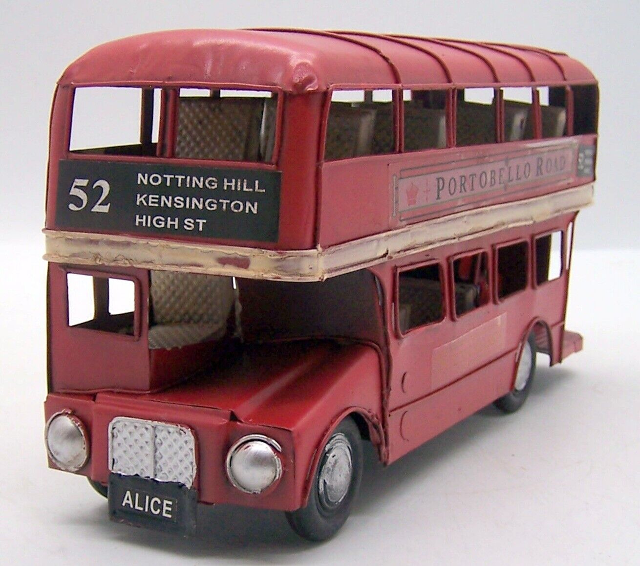 Metal London City Coach Route 52 Tin Figurine