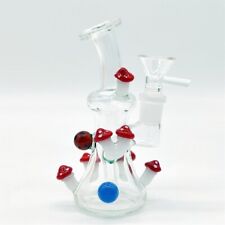 5 Inch Brunch Mushroom Mini Heady Glass Bong Water Pipe 14MM Bowl picture