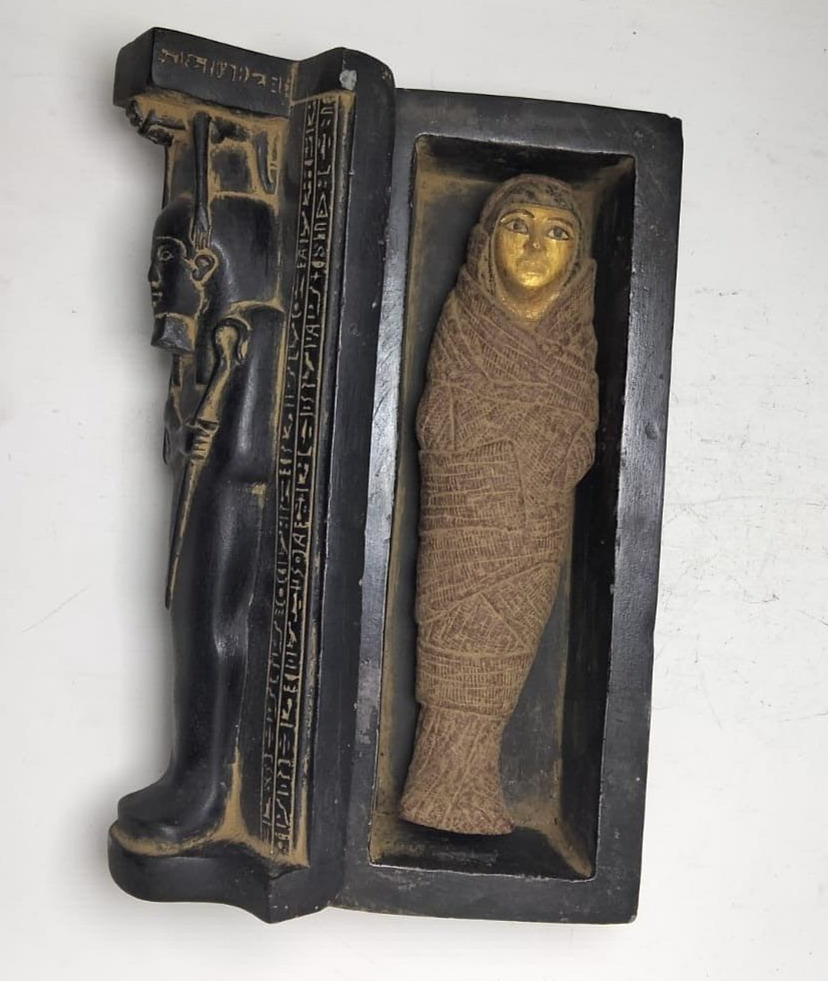 RARE ANCIENT EGYPTIAN ANTIQUITIES Box Goddess Isis & Mummy Ushabti Pharaonic BC