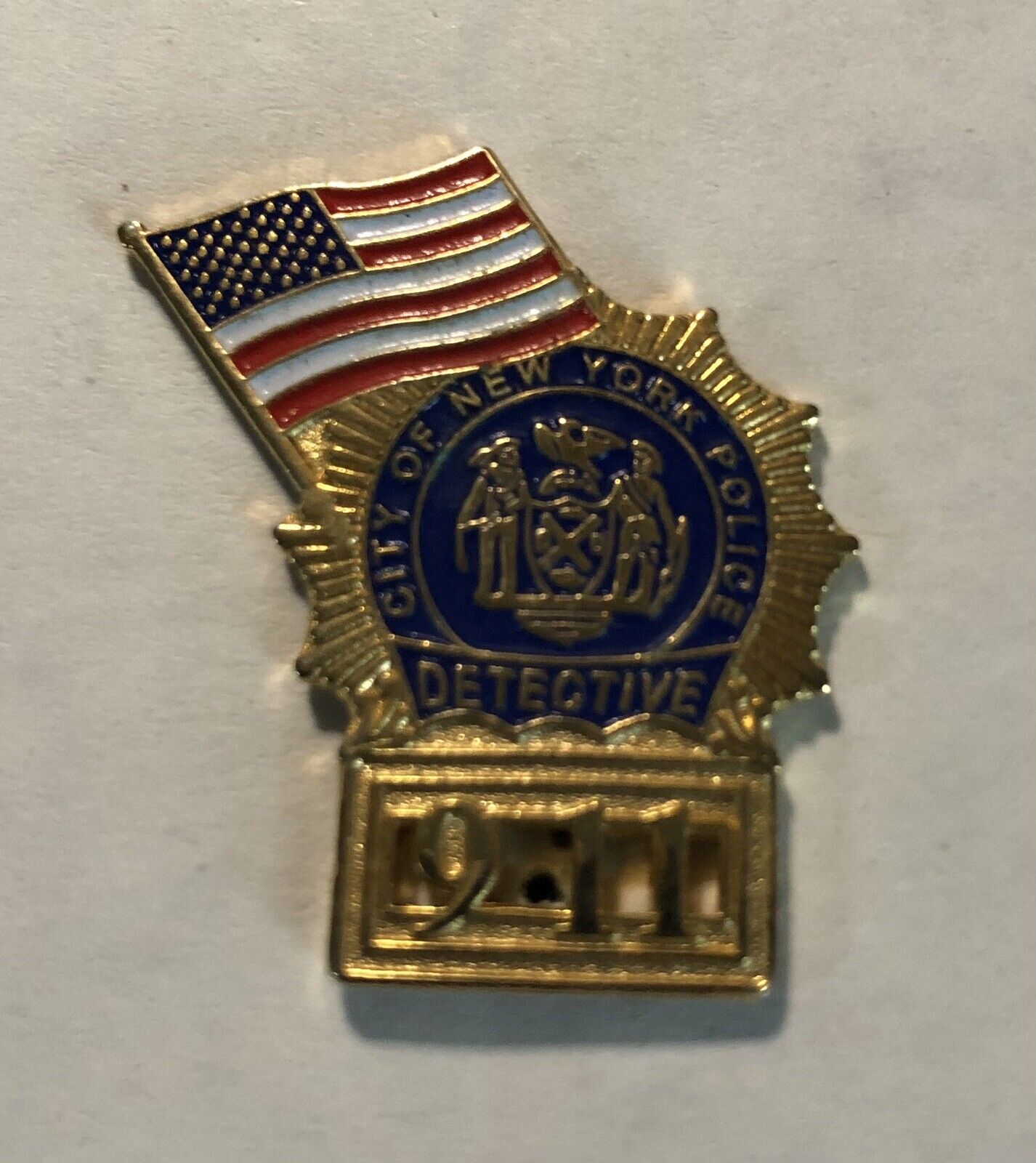 9/11 City Of New York Police Detective Pin American Flag Design To Remember