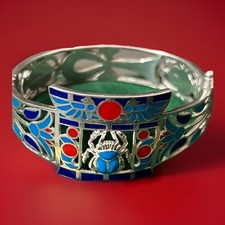 Egyptian 925 Silver King Tutankhamun replica scarab bracelet,The Beetle Khepri picture