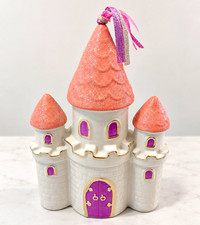 Hapi Nest Princess Castle Piggy Bank Ceramic Pink Glitter Coin Bank 10” x 7” picture