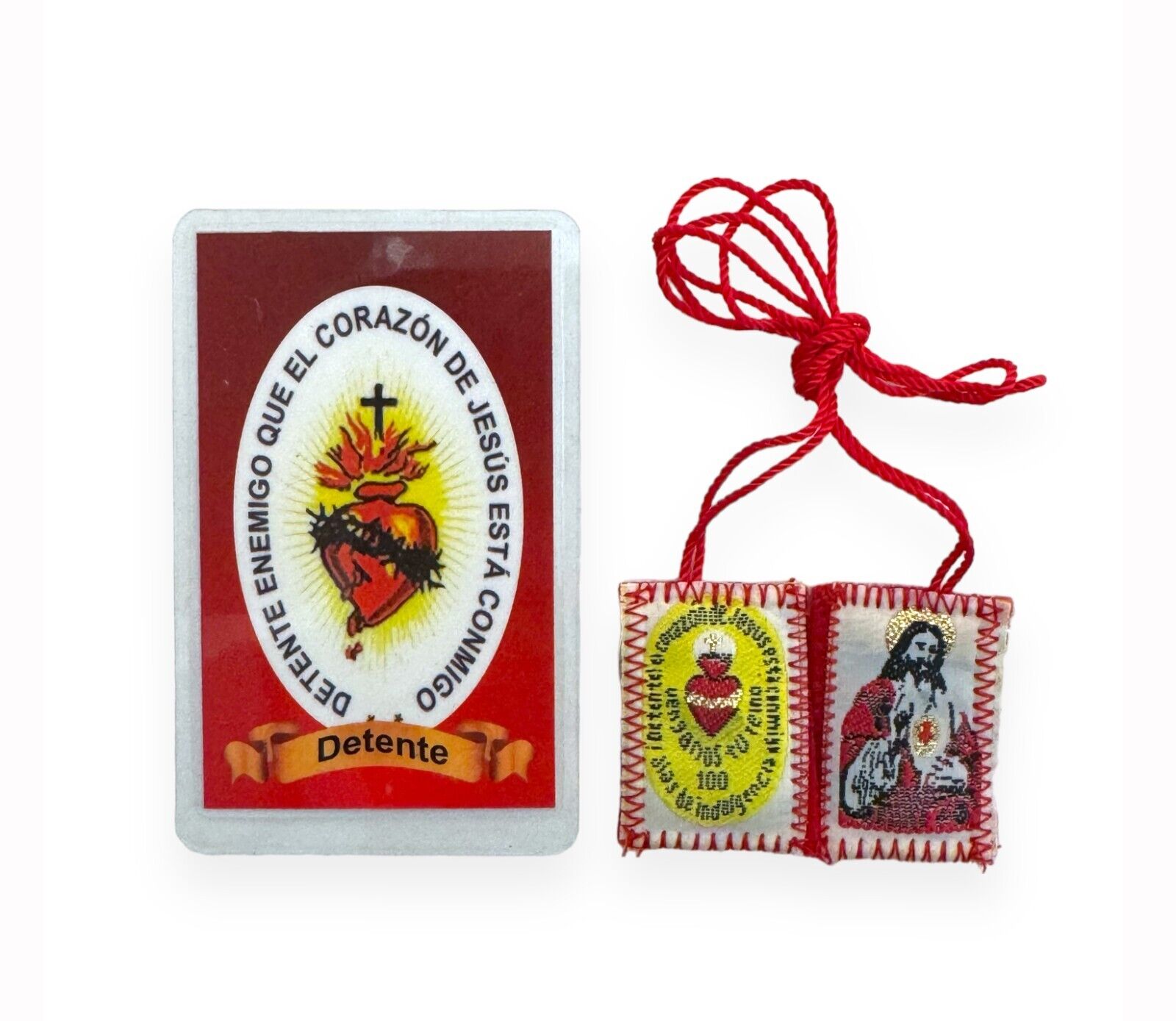 Detente Tarjeta de Oracion con Escapulario 2 Pc Set Prayer Card Spanish Gift