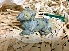 VINTAGE HAND CARVED JADE STONE AMULET/FIGURE. RAM FORM OF KHNUM picture