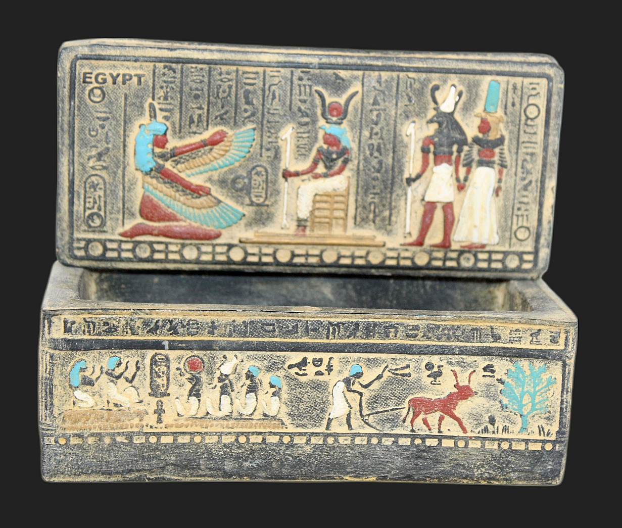 HANDMADE ANCIENT EGYPTIAN ISIS Nefertari Jewelary Pharaonic Box (A00+)