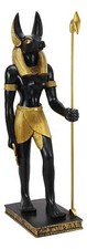 Large Egyptian God Of The Dead Mummification Anubis With Was Staff Statue 21.5