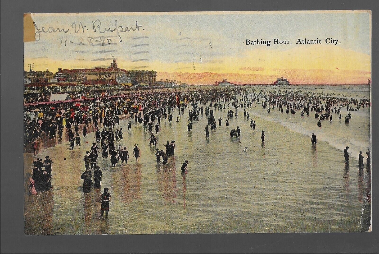 1910 Bathing Hour, Atlantic City NJ Postcard