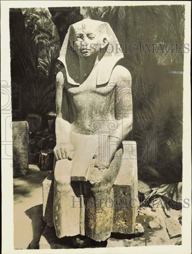 1925 Press Photo The Pharaoh Sesostris III statue uncovered in Karnak, Egypt