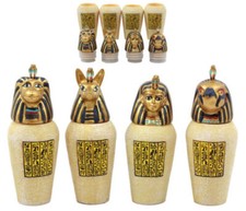 Ebros 4 Sons of Horus Small Canopic Jars Imsety Duamutef Hapi and Qebehsenuef picture
