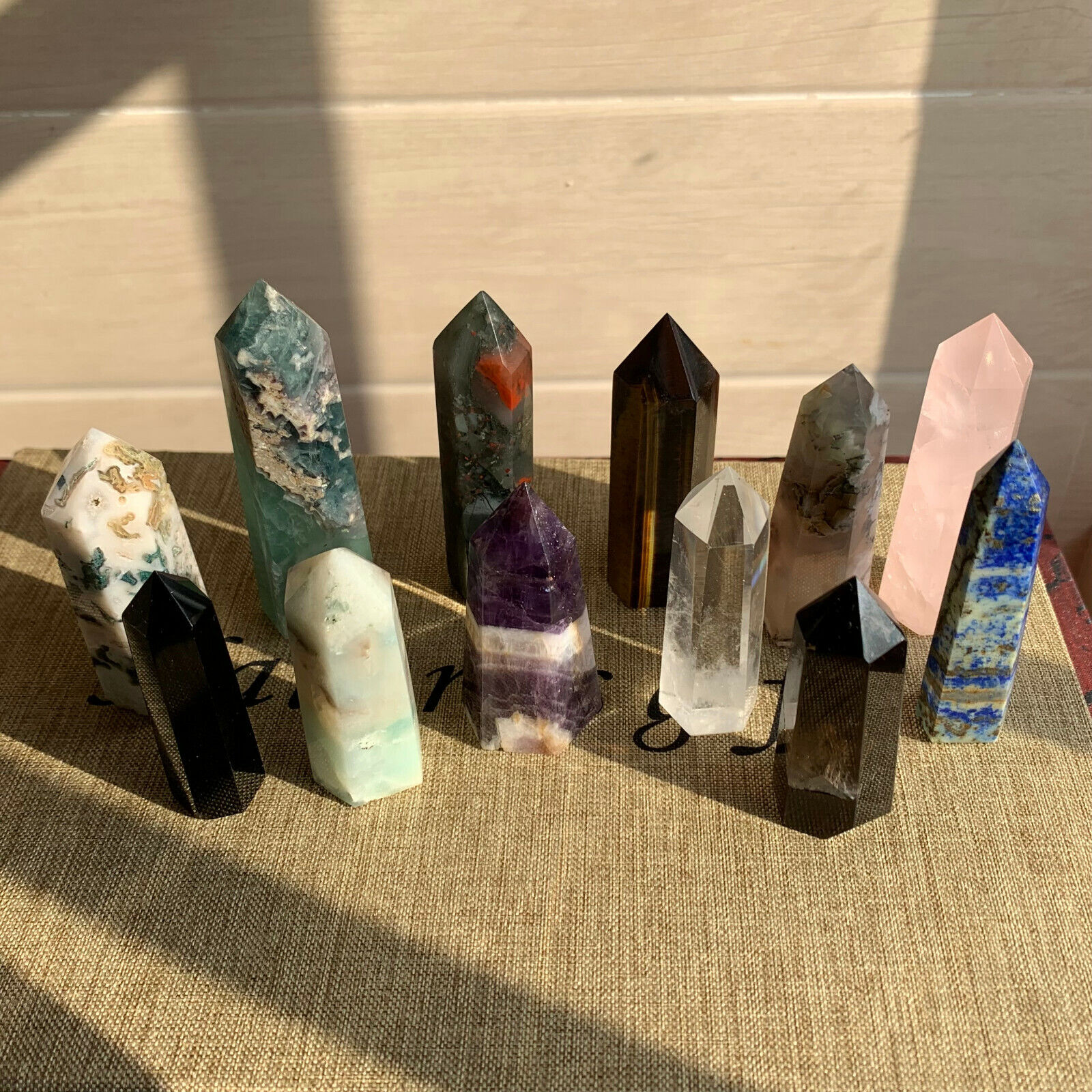 12pc A lot natural quartz crystal obelisk wand point healing send randomly
