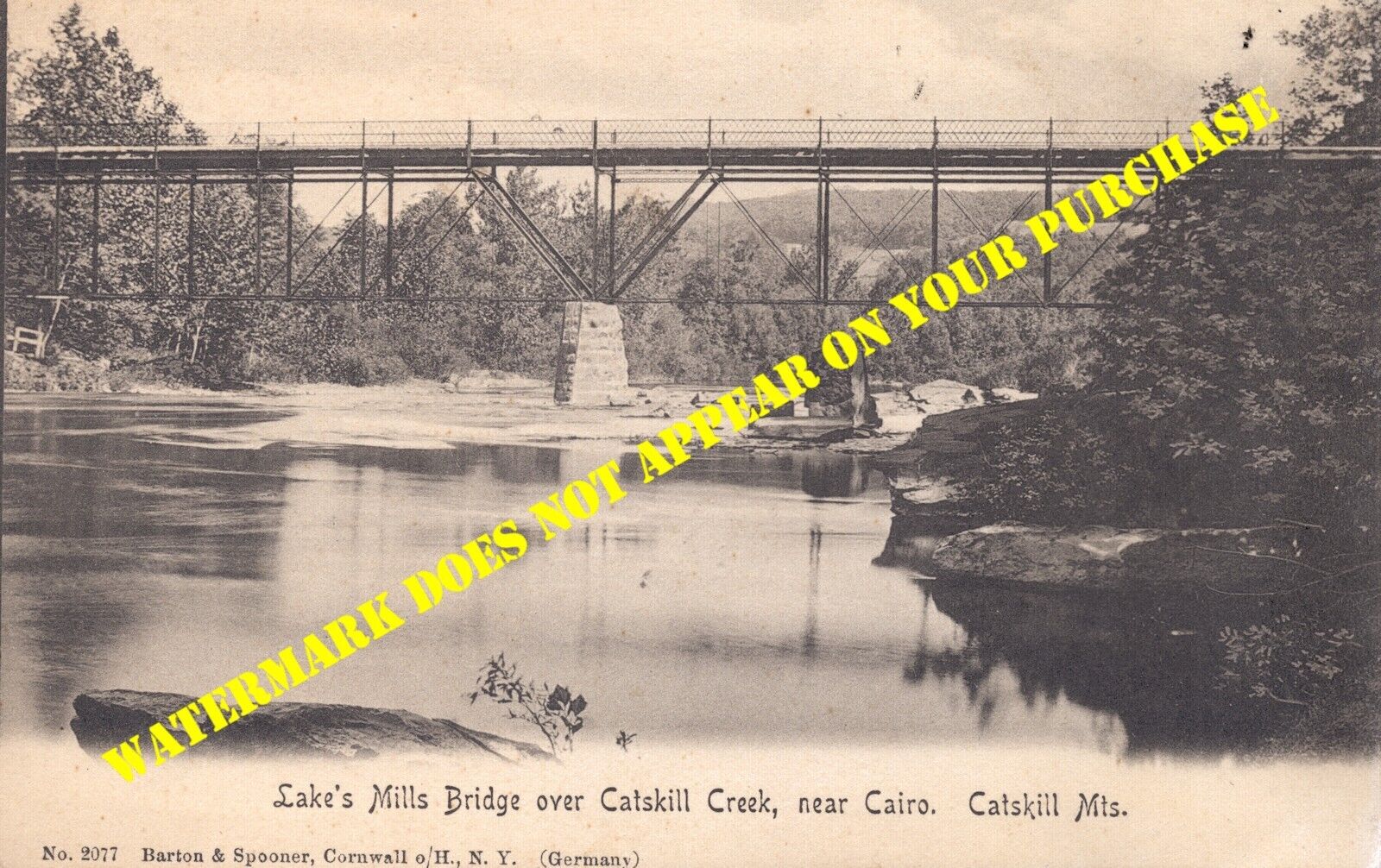 Cairo NY Lakes Mills Bridge over Catskill Creek postally unused UDB c1906