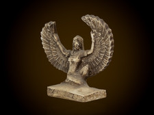 Ancient Egyptian Antiques Isis Winged Goddess Statue Dark Stone Egyptian Art BC picture