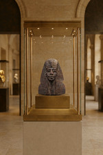 Tutankhamun bust sculpture portraying the legendary boy king, Authentic antique picture