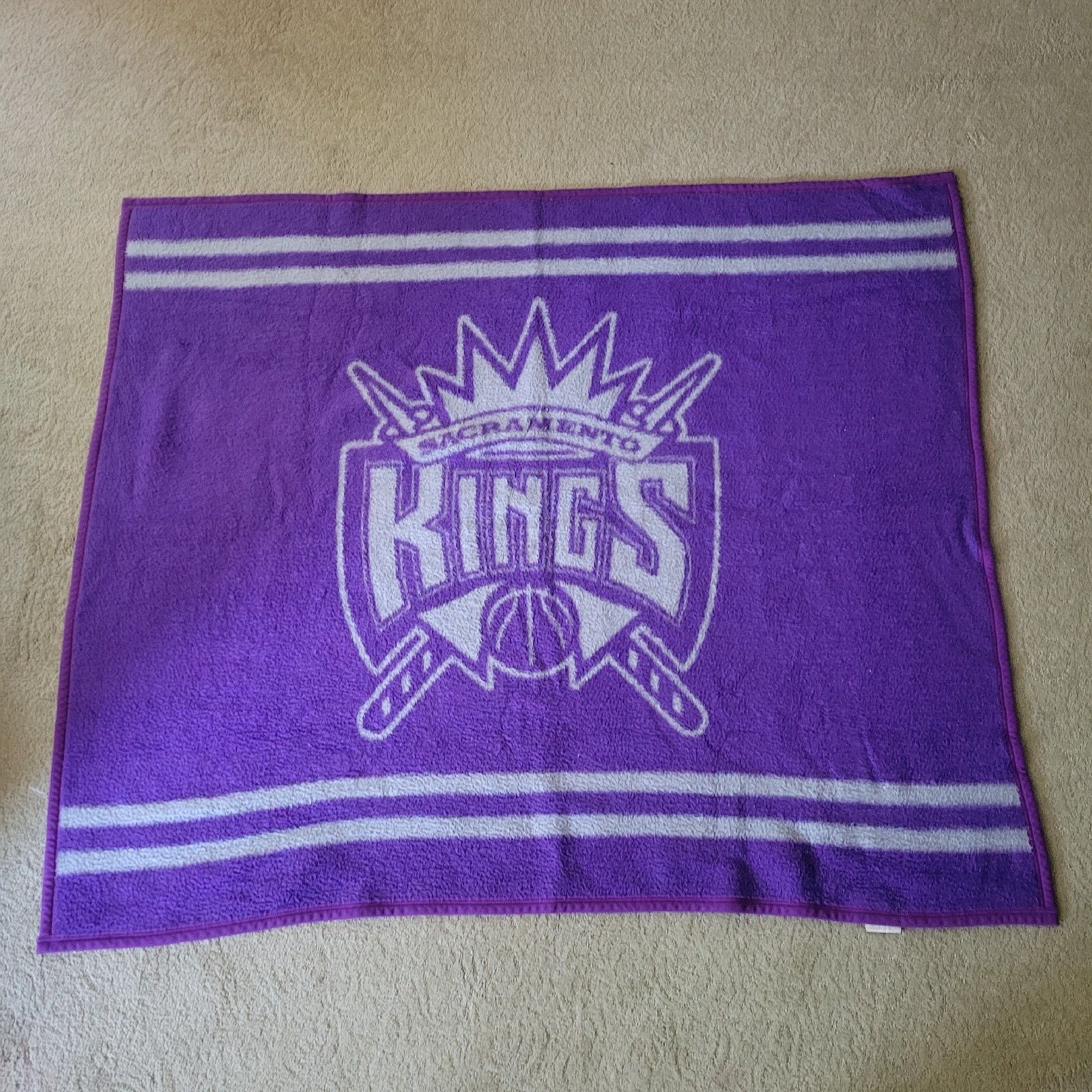 Biederlack Sacramento Kings Throw Blanket Purple Made In USA 57x48 Vintage