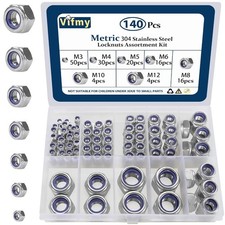Locknuts Assortment Kit,M3 M4 M5 M6 M8 M10 M12 140PCS Metric Nylon Insert Lock picture