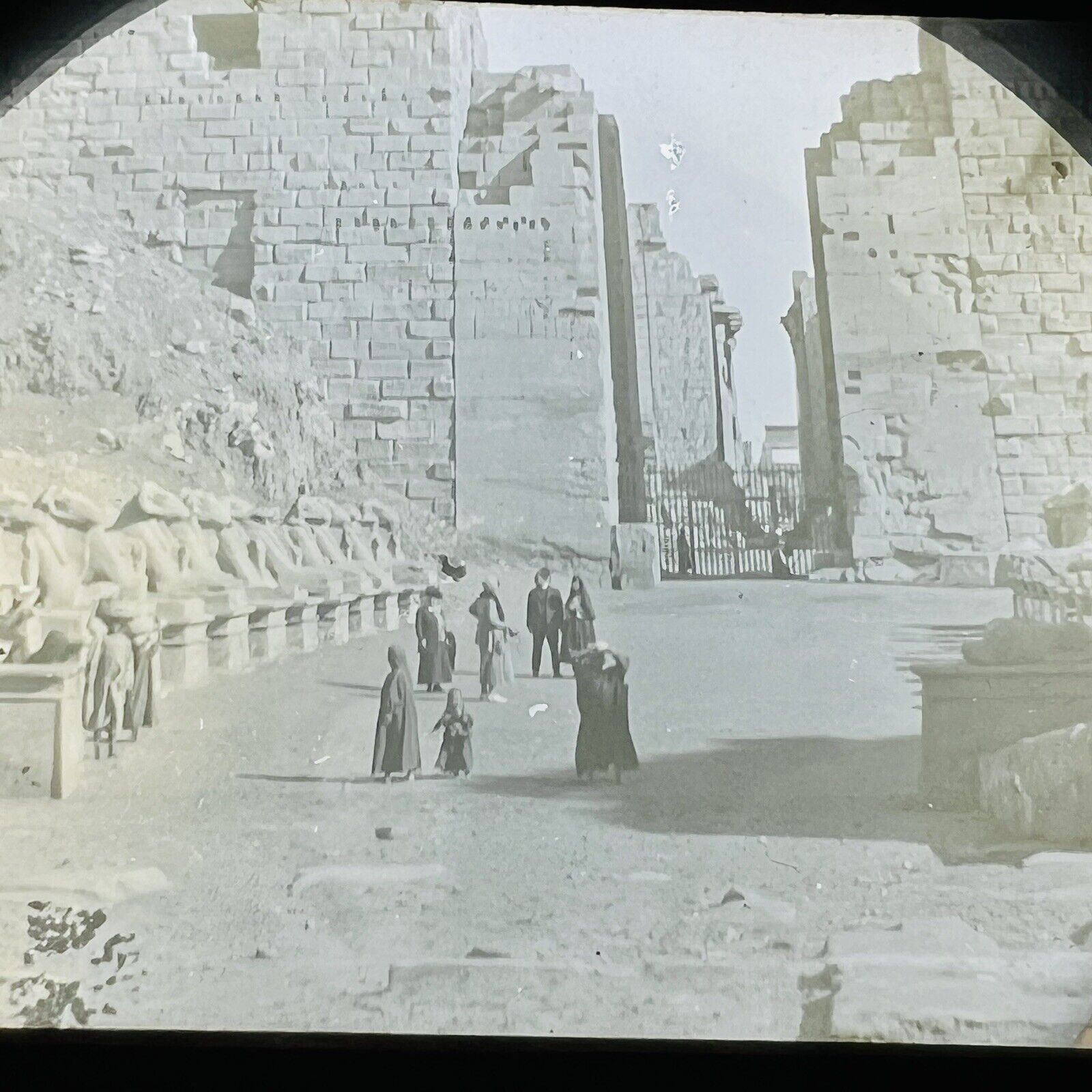 Vtg Magic Lantern Glass Slide Photo Avenue Of The Sphinxes Karnak