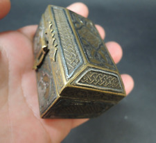 ANTIQUE ISLAMIC CAIRO WARE MAMLUK SILVER INLAID BOX CHEST CASKET PERSIAN SMALL picture