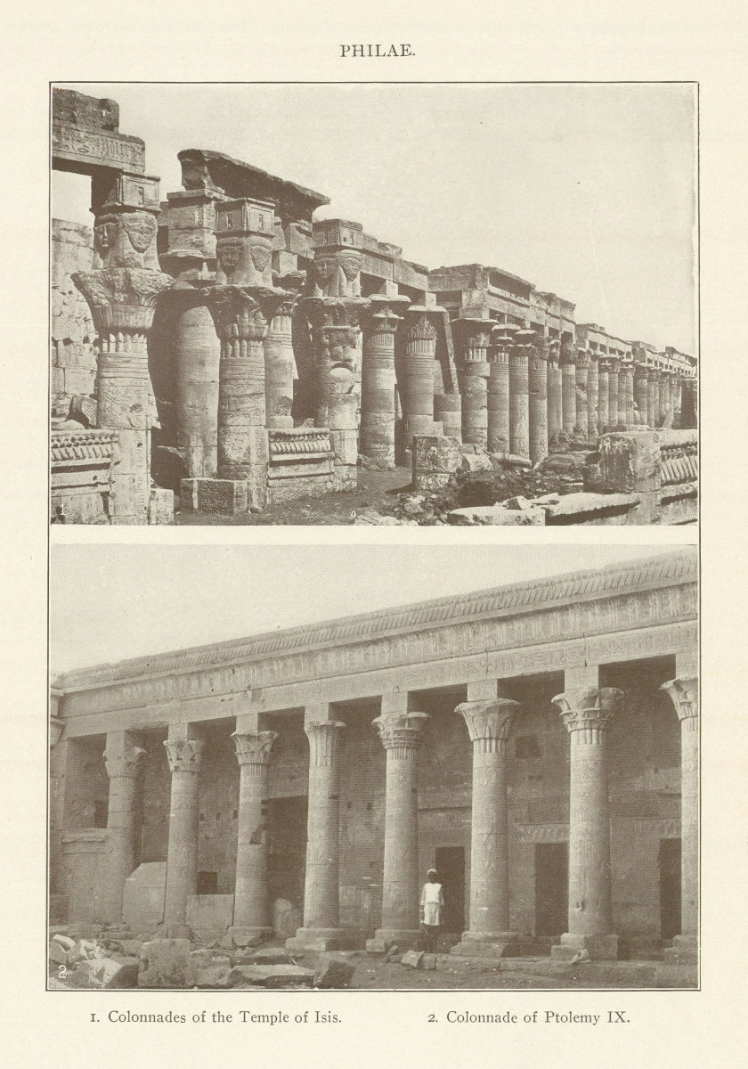 PHILAE. Colonnades of the Temple of Isis. Colonnade of Ptolemy IX. Egypt 1907