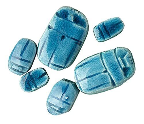 Made in Egypt - Scarab Beads Assorted Sizes - Package of 6 - Blue - Ancient E...