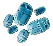 Made in Egypt - Scarab Beads Assorted Sizes - Package of 6 - Blue - Ancient E... picture