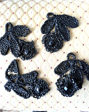 FOUR (4) BLACK  VICTORIAN MOTIFS-HEAVY JET BEADS- DOWNSIZING CLEARENCE picture