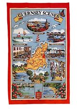 Vintage Guernsey Scenes Creasey Design Souvenir Tea Towel Floral Landmarks  picture