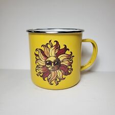 Old Navy Enamel Mugs Yellow Sun design Coffee Tin Large Cups 22 Oz capacity picture
