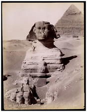J. Pascal Sebah, Sphinx Armachis and Pyramid with Bedouins, Giza, Egypt Vint picture